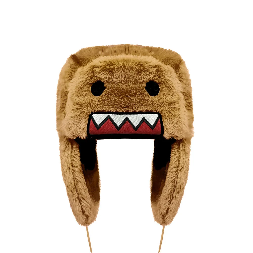 

Новая теплая зимняя шапка-ушанка Domo Kun Sprint Autume коричневого цвета, милая зимняя шапка для мальчиков и девочек, детская шапка с мультяшным аниме-принтом, Gorras