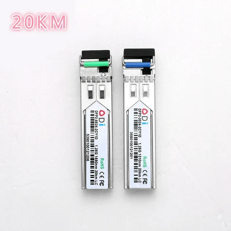 Moduł światłowodowy LC SFP 1.25G LC 10/20/60/80/100KM 1310/1490/1550nm optyczny z pojedynczym światłowodem SFP kompatybilny z Mikrotik Cisco