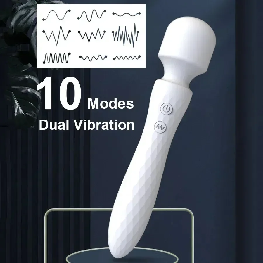 Powerful Dual Motor Vibrator for Woman AV Magic Wand G Spot Massage Clitoris Stimulation, 10 Vibration Modes Adult Sex Toys