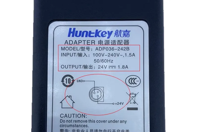 Imagem -03 - Huntkey-ac Carregador Adaptador para Impressora Fonte de Alimentação Pos Genuíno Adp036242b 24v 1.8a Pin