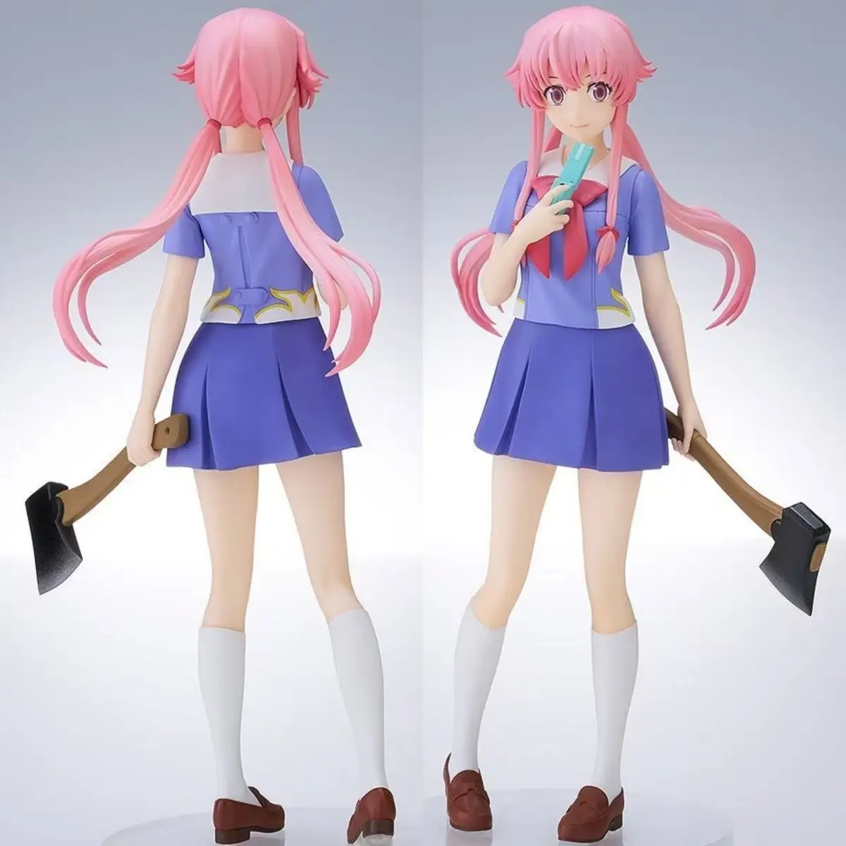 

17cm Mirai Nikki Yuno Gasai Cute School Uniform Anime Action Figure Desktop Toy Version Collectible Model Gifts