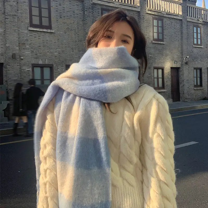 

Winter Cashmere Scarf Women's Design Warm Cashmere Blanket Long Tassel Scarf Women's Shawl Versatile Scarf Thickened Warm Shawl