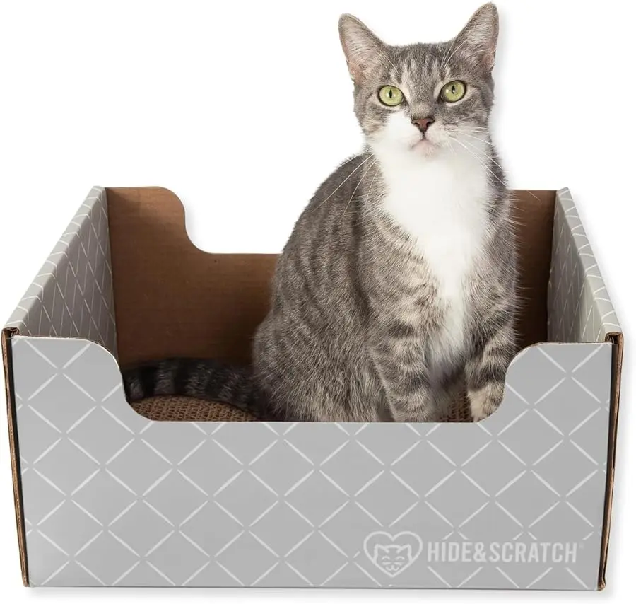 

HIDE & SCRATCH Cardboard Cat Scratcher; Cat Scratcher Box and Bed with Refillable Double-Sided Cardboard Scratch Pad for Indoor