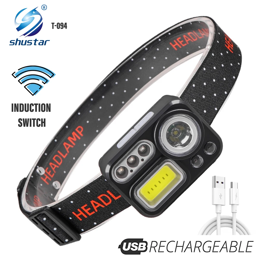 

Rechargeable LED Headlamp Induction Headlight with Multi-color Light Beads 8 Lighting Modes Suitable for fishing,camping, etc.