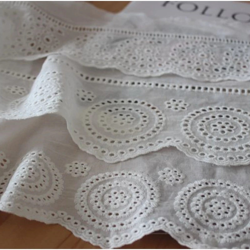 Cotton Embroidered Lace Fabric, Tablecloth, Home Textile, Handicrafts, Decoration, Trim, 5Yards per Lot