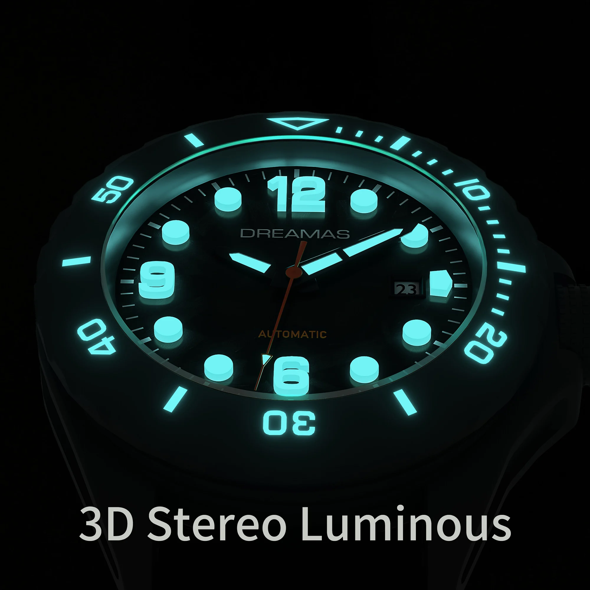 DREAMAS Herren Mechanische Uhr Titanlegierung Taucheruhr Schweizer 3D Super Leuchtend 500m Wasserdicht Automatikuhr DMS7350 – Detail 8