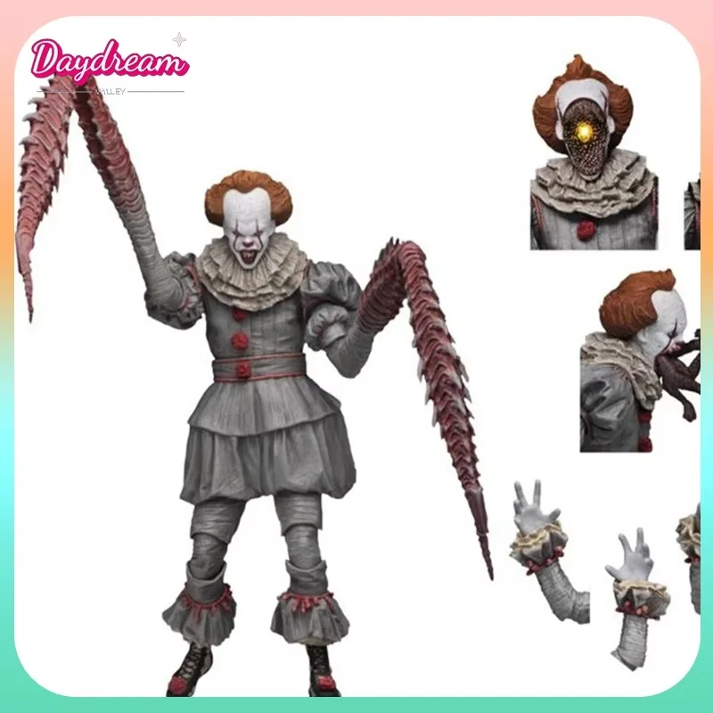 NECA Stephen King's Pennywise Joker Clown With LED Light PVC Action Figure Model Toys Christmas Gift For kids Horror Doll