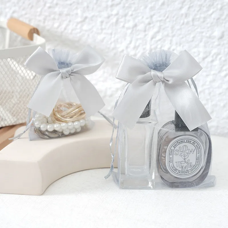 50 teile/los Bowknot Organza Geschenk Tasche Mehrfarbige Kordelzug Weihnachten Hochzeit Süßigkeiten Geschenk Tasche Kosmetik Parfüm Exquisite Verpackung – Detail 9