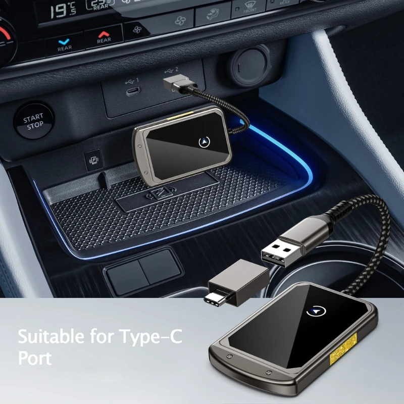 Wireless Car Play Adapter Fast Connection for Convert Factory Corded to Wireless Car Play Dongle Car for Phone USB C