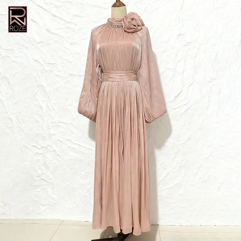 Abito lungo con maniche a palloncino e vita smock - 2025 Nuovo elegante abito con stampa floreale