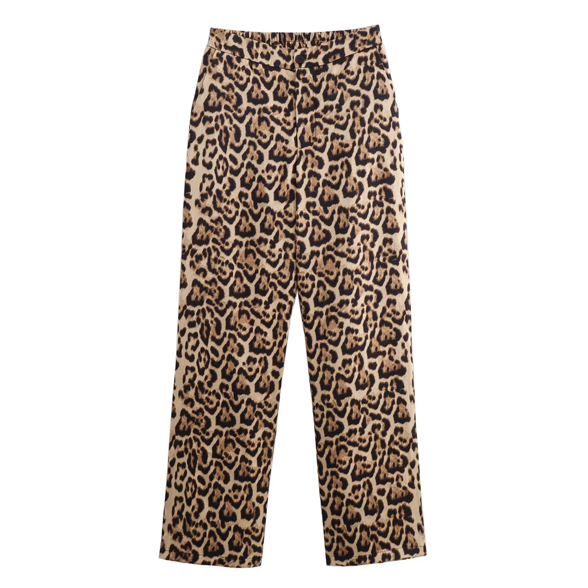 Pantaloni da donna con stampa leopardata Joker Casual di nuova moda 2024 pantaloni con cerniera in vita elastica a vita alta retrò Mujer