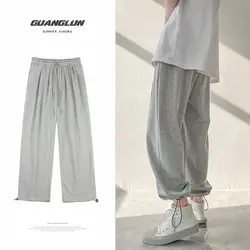 Summer trend pants men's wide-leg pants loose straight casual pants leggings sports pants male student sweatpants