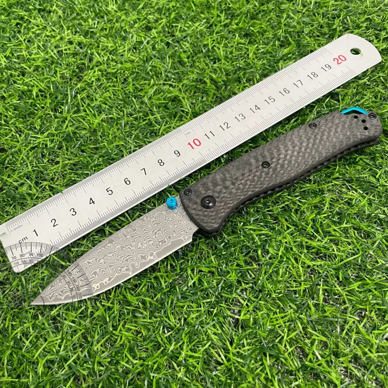 Carbon fiber Damascus high hardness outdoor camping fishing hunting fishing portable portable multifunctional folding knife