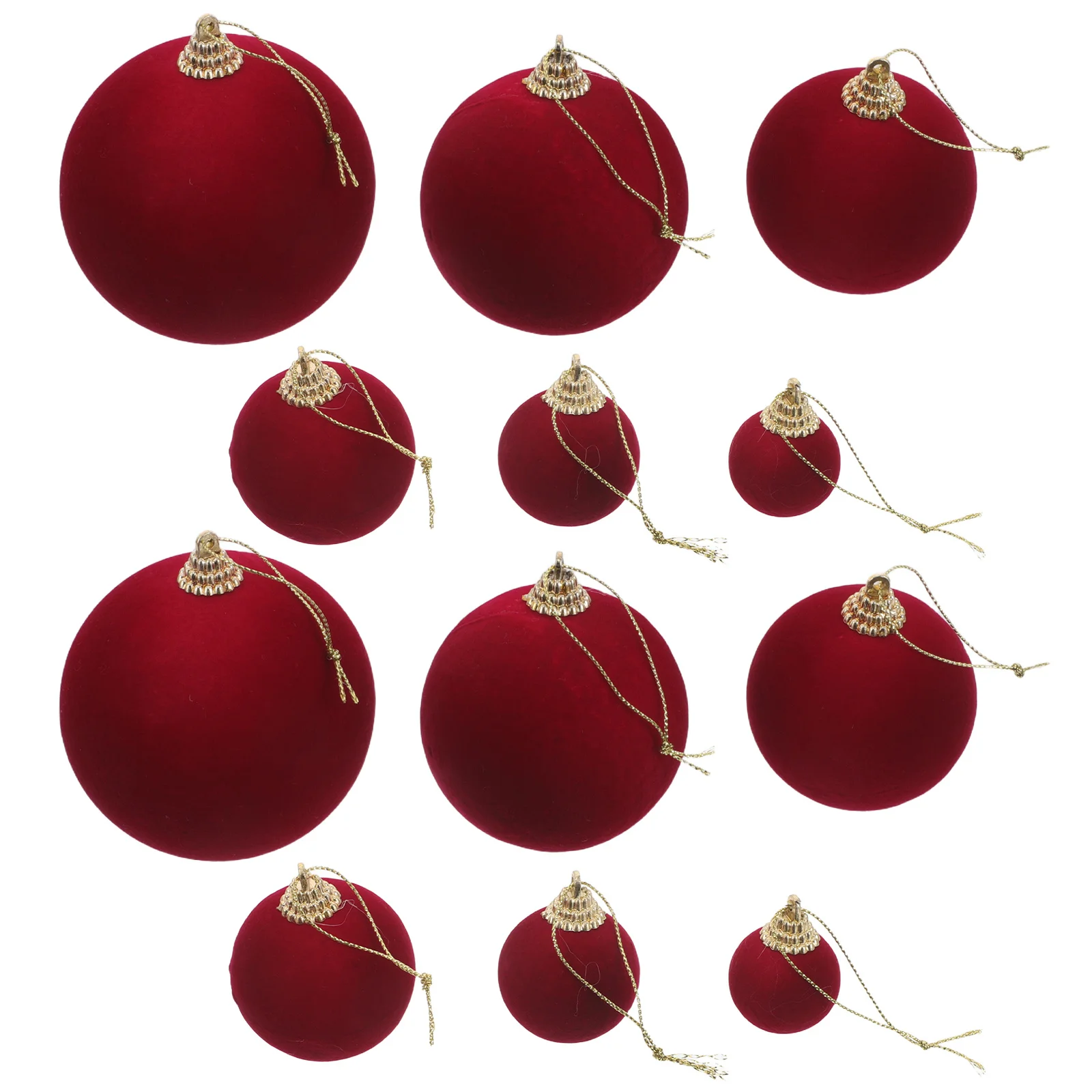

12Pcs Red Shatterproof Baubles Assorted Round DIY Balls 3-8Cm Holiday Tree Decorations Valentines Day Party Hanging Decor