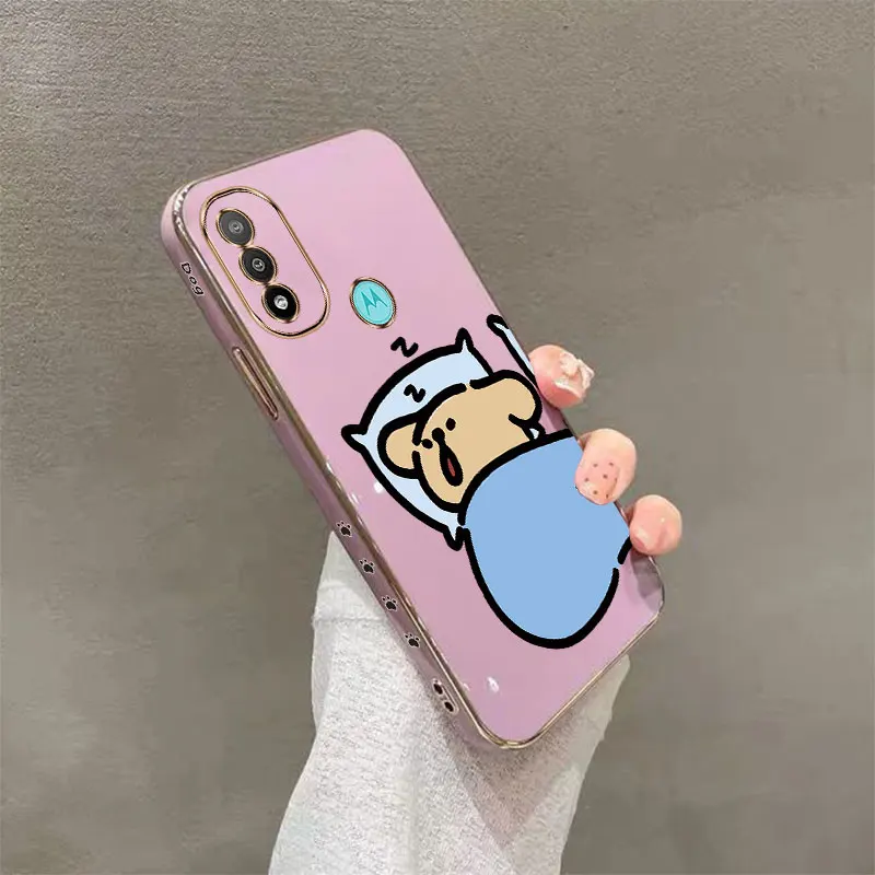 E20 Sleeping Dog Plating Phone Case For Motorola Moto E32 E22 E22i E13 E7 E7Plus E7Power E6S Edge20 Edge30 Cover