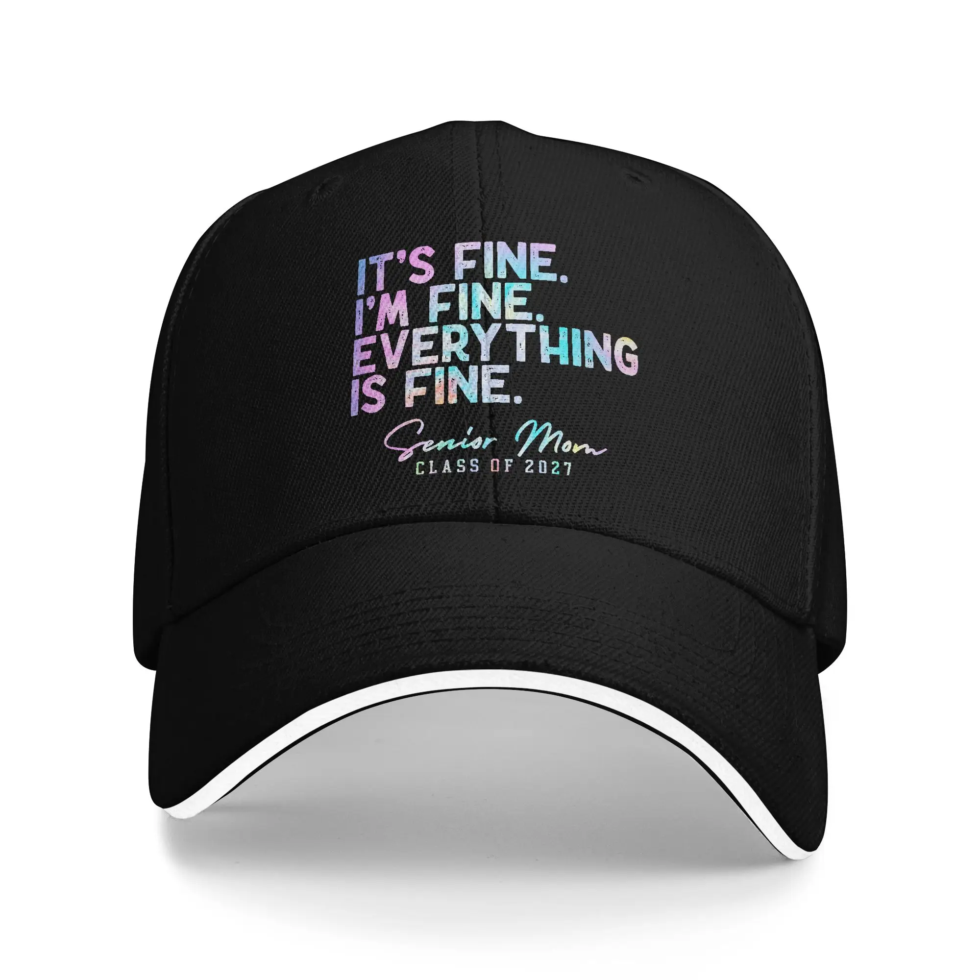 Retro I'm Fine Everything is Fine Senior Mom Class of 2027 Baseball Cap  Casual Female Male Hats Outdoor Gym Baseball Caps