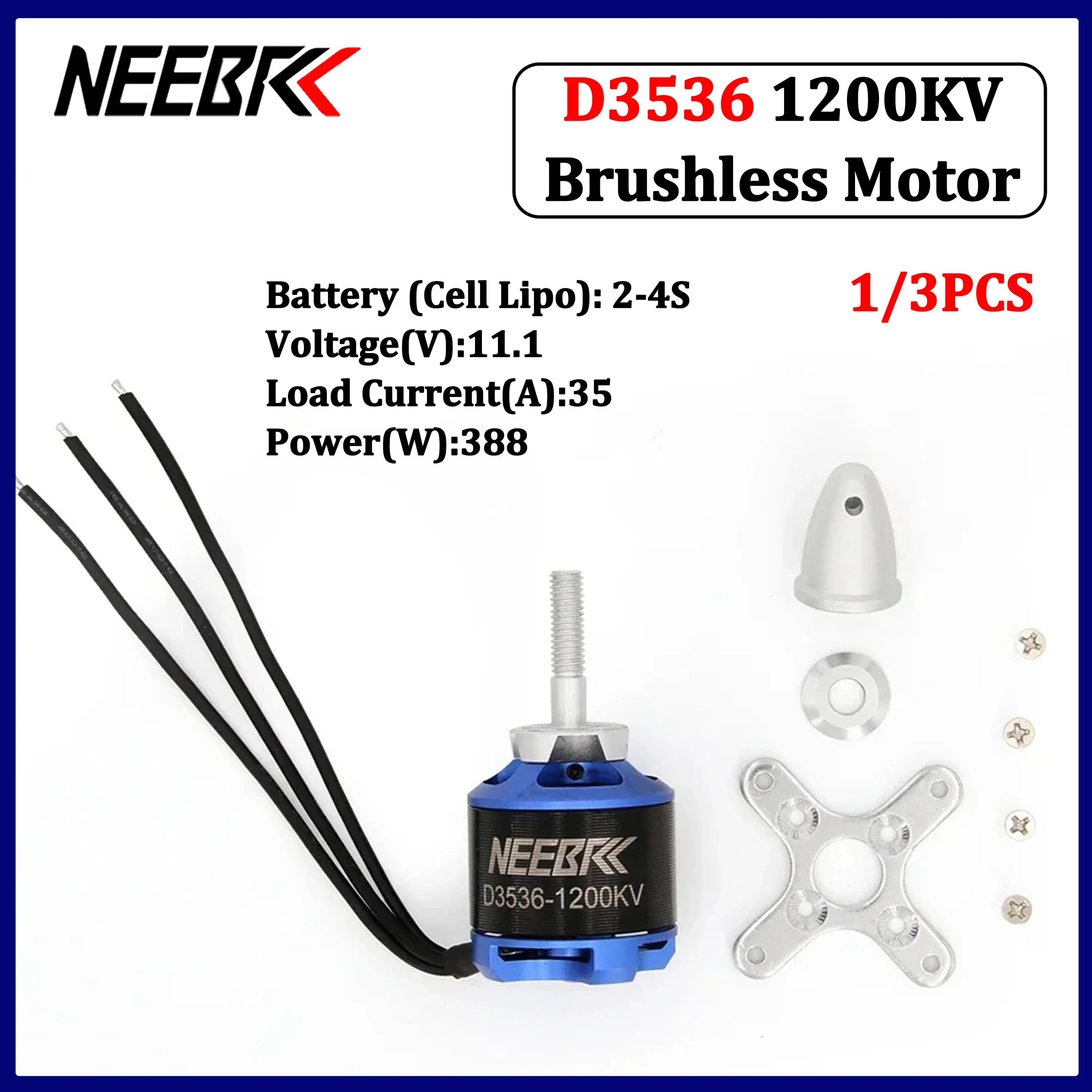1/3PCS NEEBRC D3536 1200KV Brushless Motor 2-4S for RC Long-distance FPV Fixed Wing Plane Aircraft Skysurfer Glider Spare Part