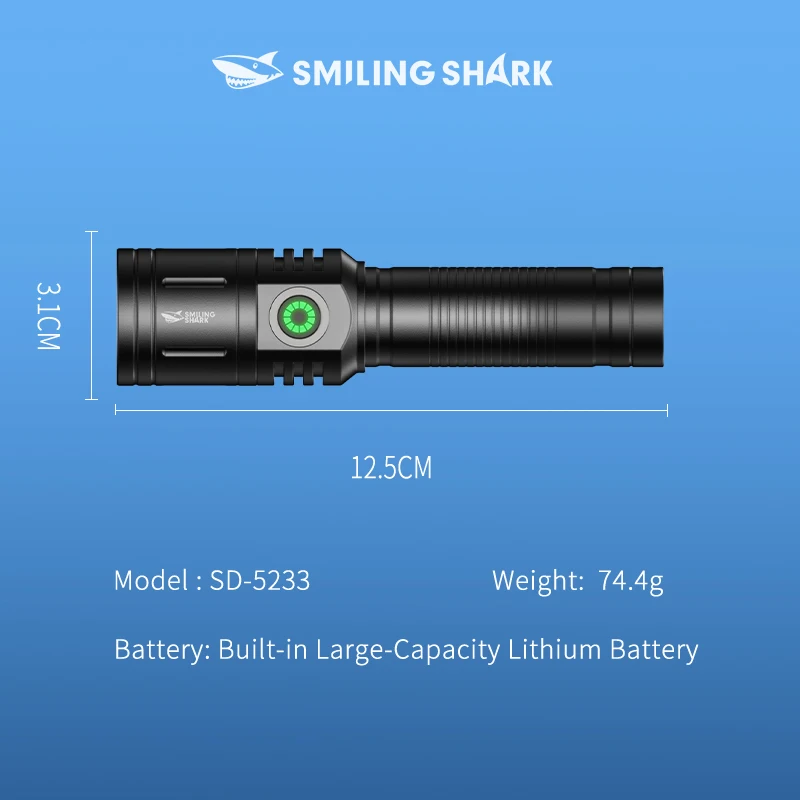 SMILINGSHARK SD5233 Super Bright Flashlight, Rechargeable Zoomable Handheld Torchlight, For Outdoor, Hiking, Exploration