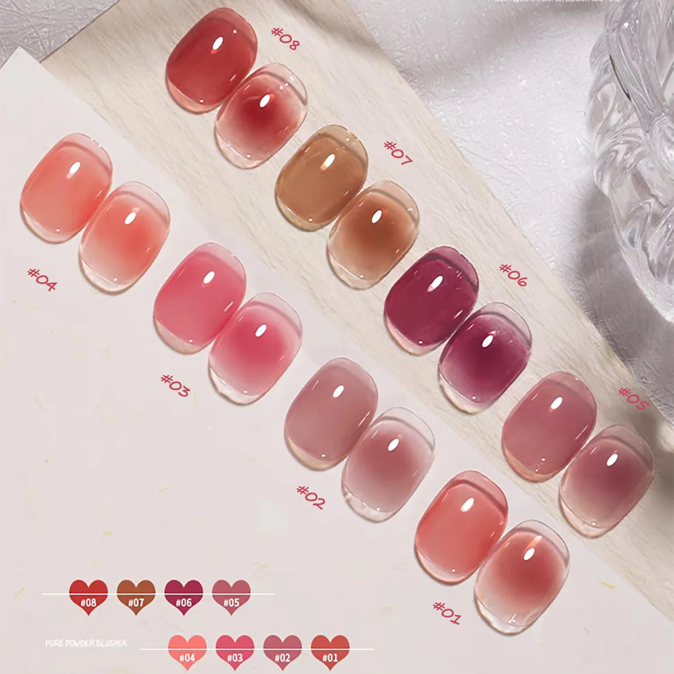 1-8PCS SHAKA Ice Transparent Purple Pink Gel Nail Polish 2026 Temperament Whitening Popular In All Season Nail Art Nail Supplies