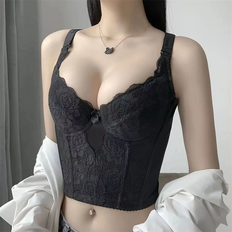 Longline Wireless Expandable Cup Bra Women's Thin Sexy Underwear Soft Gathered Intimates Bralette Push Up Breathable Brassiere