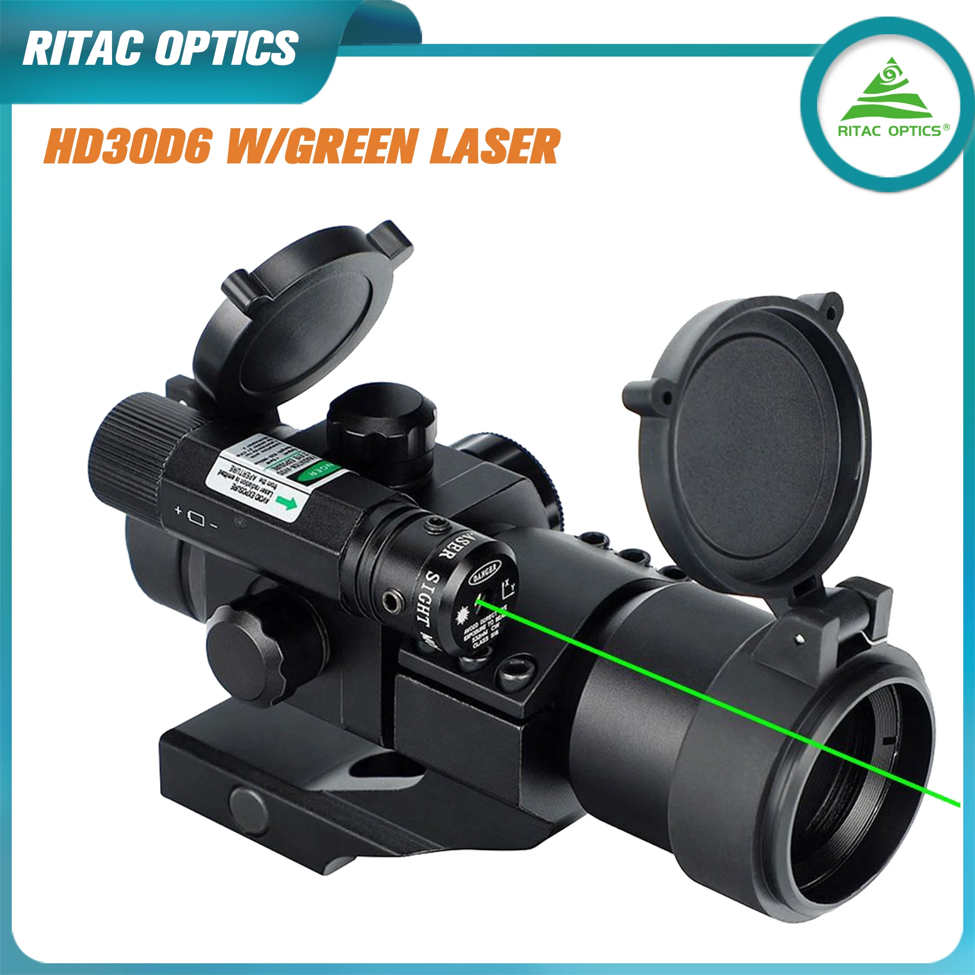 RITAC OPTICS Red Dot Rifle Scope with Red/Green Laser with 20mm Rail for hunting 1x30 M2 scope with laser sight combo