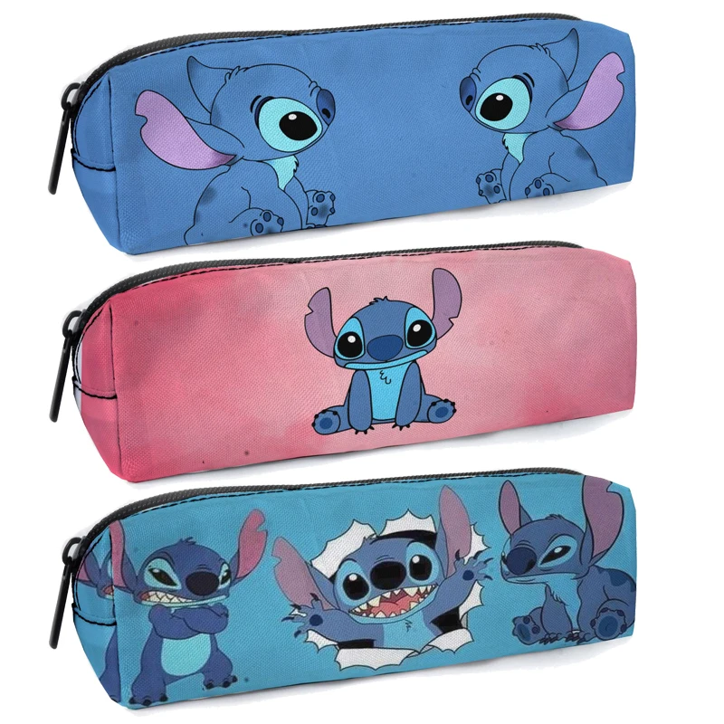 Disney Stitch Pencil Case Cartoon Pen Bag Eraser Ruler Paintbrush Storage Bag School Supplies for Pupils Portable Pen Case