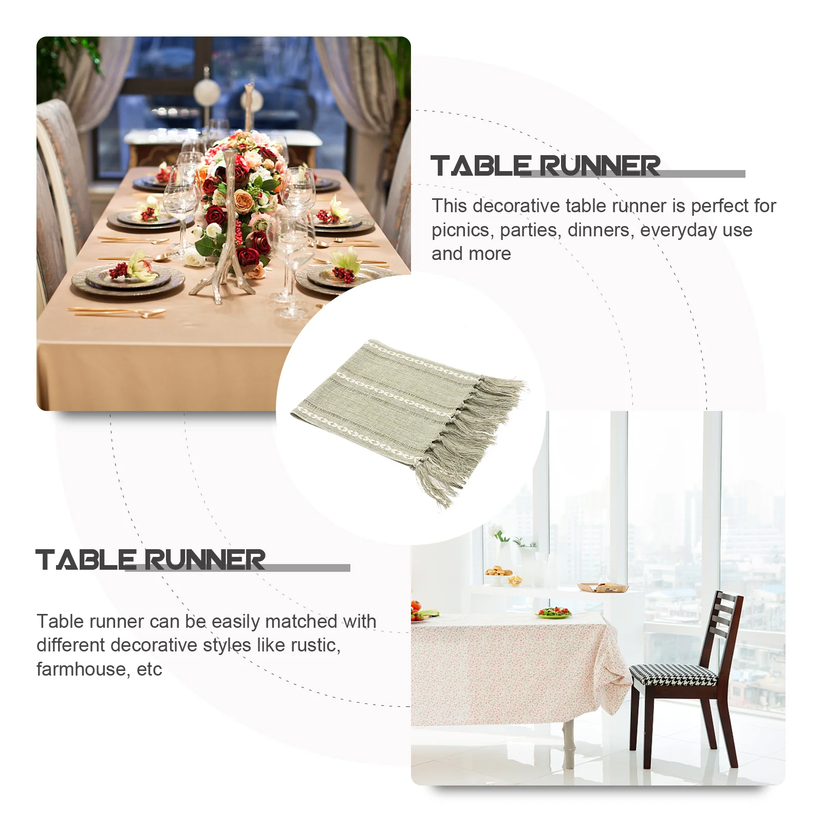 

Vintage Tassel Table Runner Retro Style Decorative Tablecloth for Party Wedding Dining Home Decor Long Cotton Linen Table Cover