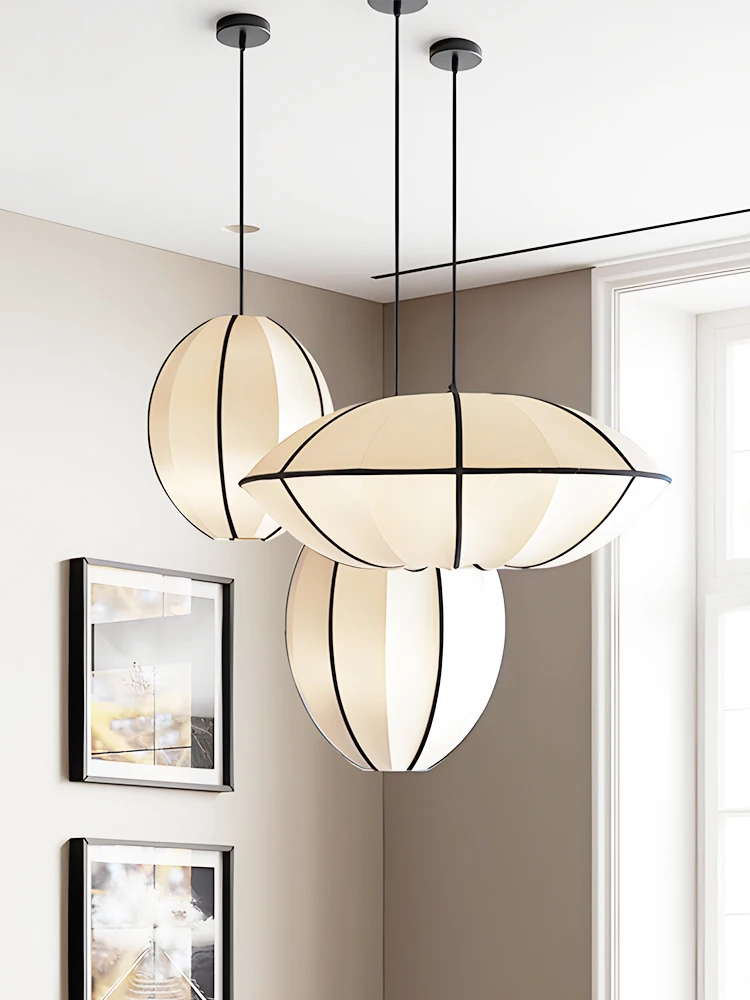 

Nordic Silk Lantern LED Chandelier Japanese Style Wabi-Sabi Zen Decorative Pendant Light for Living Room Bedroom Home