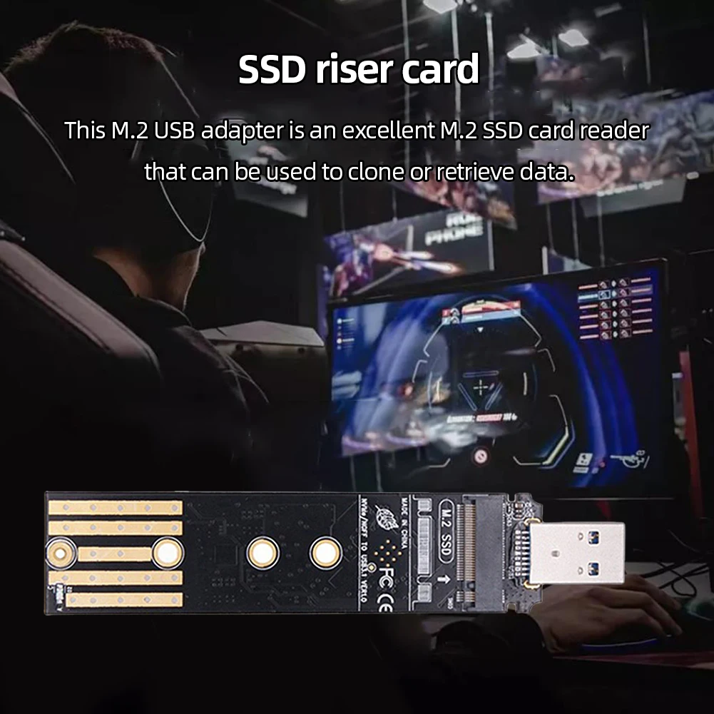 M.2 ke adaptor tipe-c USB M B Key M.2, konverter adaptor SSD SATA NGFF NVME Dual Protocol M2 ke USB 3.1 papan kartu Riser M.2 SSD