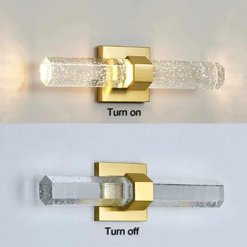 Modern Minimalist Rectangular Bubble Crystal Wall Lamp Living Room Decoration Bedroom Led Indoor Lighting For Home