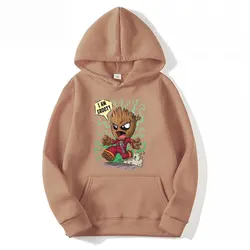 I Am Groot Cartoon Anime Women Pullover Tops Spring Autumn Brown Men Hoodie 2024 New Fashion Sports Couple Oversized Sweatshirt