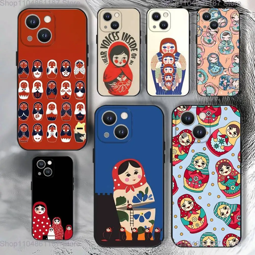 

Russian Dolls Matryoshka Phone Case For iPhone 17,16,15,14,13,12,11,Pro,XS,Max,XR,Plus,E,SE4,Mini Black Soft Cover