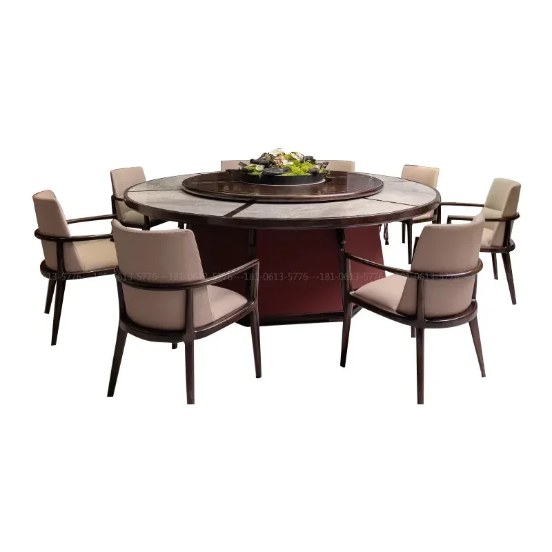 

Dining Roundtable, Turntable Furniture Dining Table Model Room Hotel Clubhouse Premium Restaurant