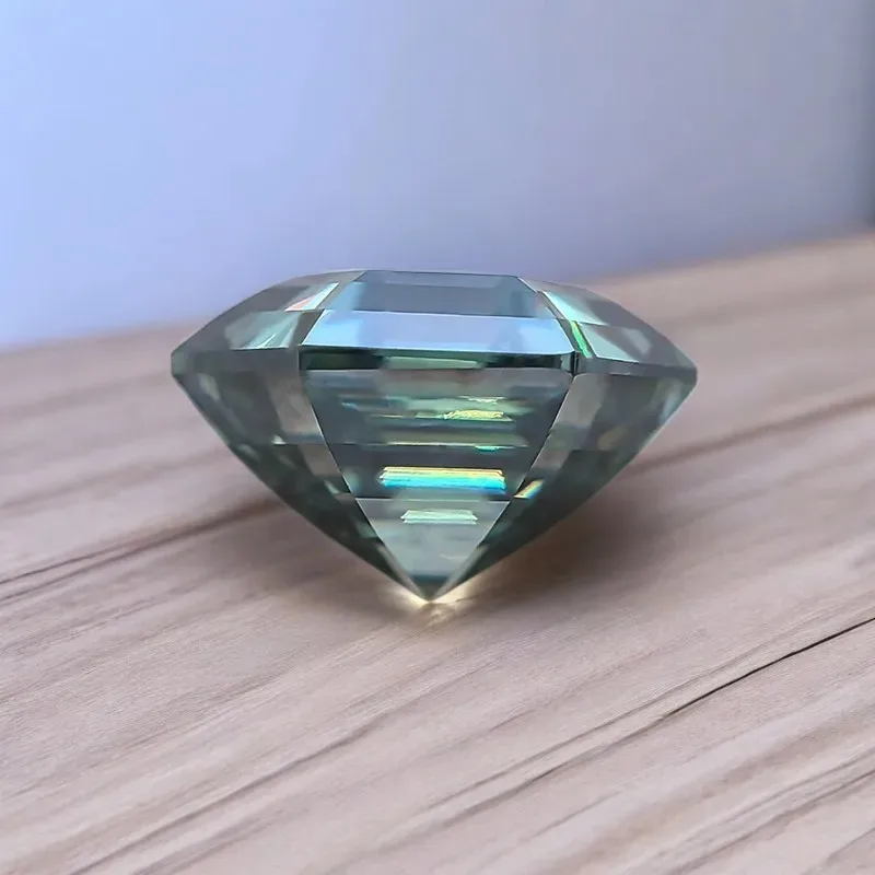 Moissanite Stone Natural Blue Green Color Hexagon Cut  Charms Gemstone Advanced Jewelry Making Materials with Certificat