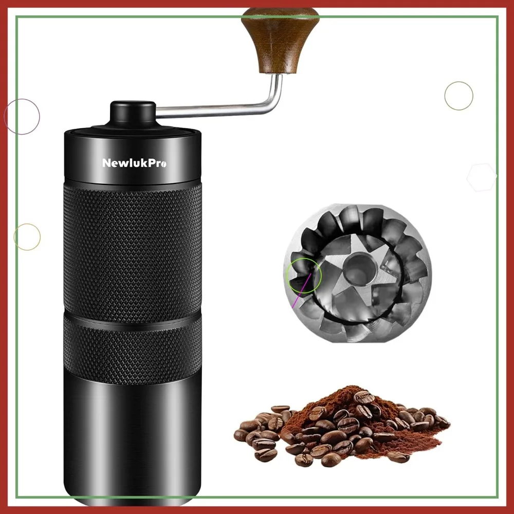 

Manual Coffee Grinder with 25g Capacity, Aluminum Body & Adjustable Burr for Pour Over, French Press, Espresso