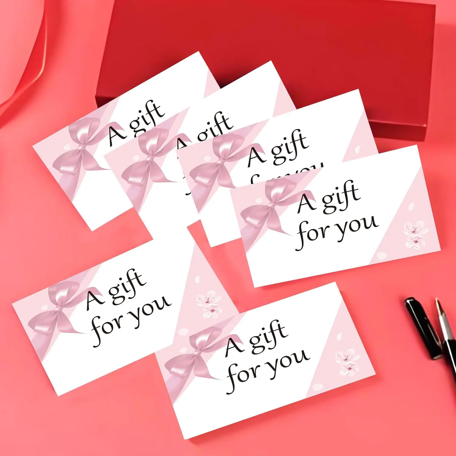 بطاقات شهادة هدايا مقاس 4 × 9 بوصة للعملاء 50 عبوة (وردي)