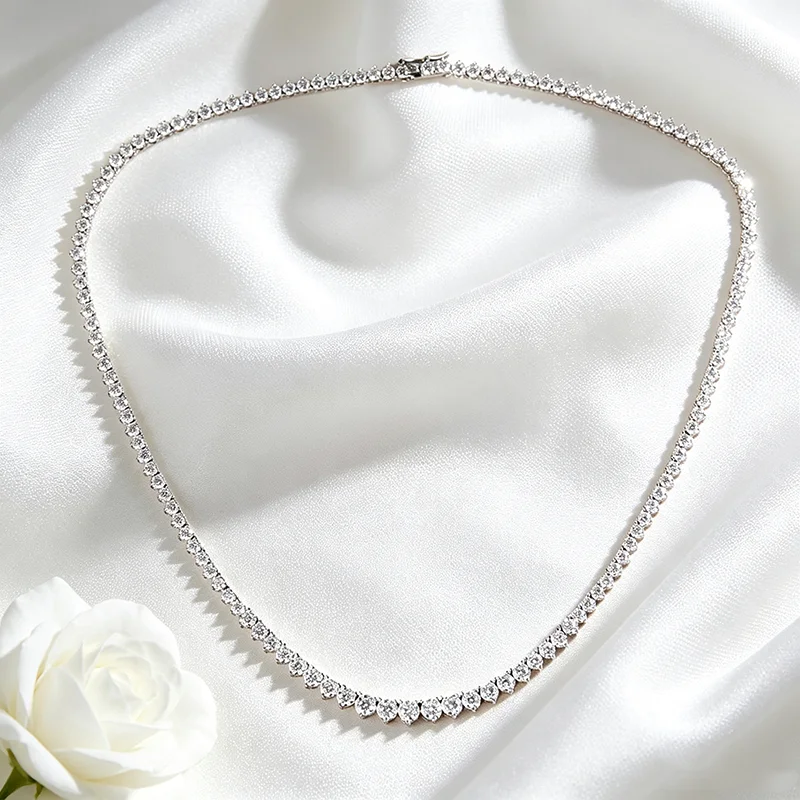 S925 Sterling Silver 3 Claws Gradient D VVS1 Moissanite Tennis Necklace GRA Certified Sparkling Stackable Luxury Wedding Party Fine Jewelry Gift For Women