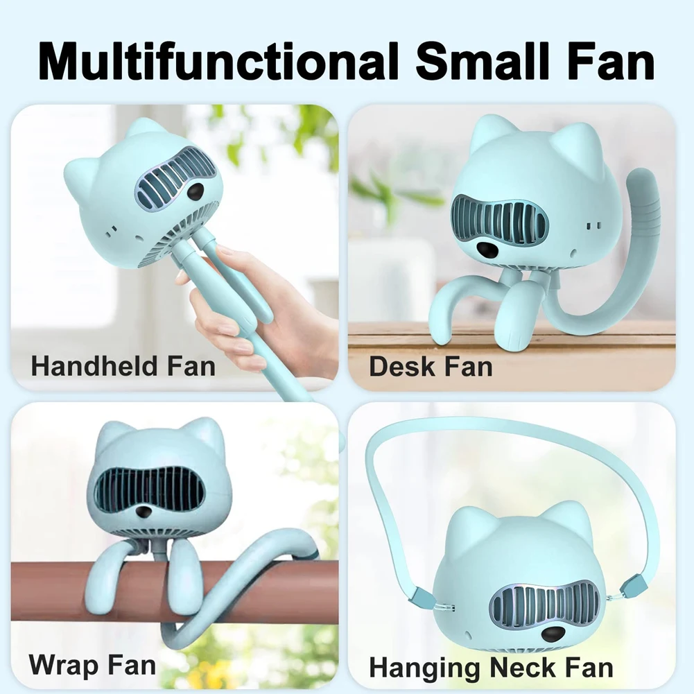 Handheld Stroller Fan Bladeless, Small Mini Personal Portable Fan with Flexible Tripod Clip, Clip Fan for Baby Blue