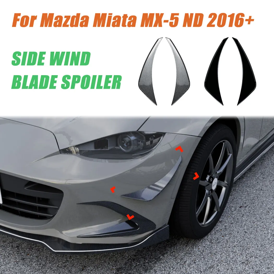 For Mazda Miata MX-5 ND 2016+ Car Front Side Wind Knife Decoration Trim ABS Stickers Guard Protect Body Kits Exterior Modified