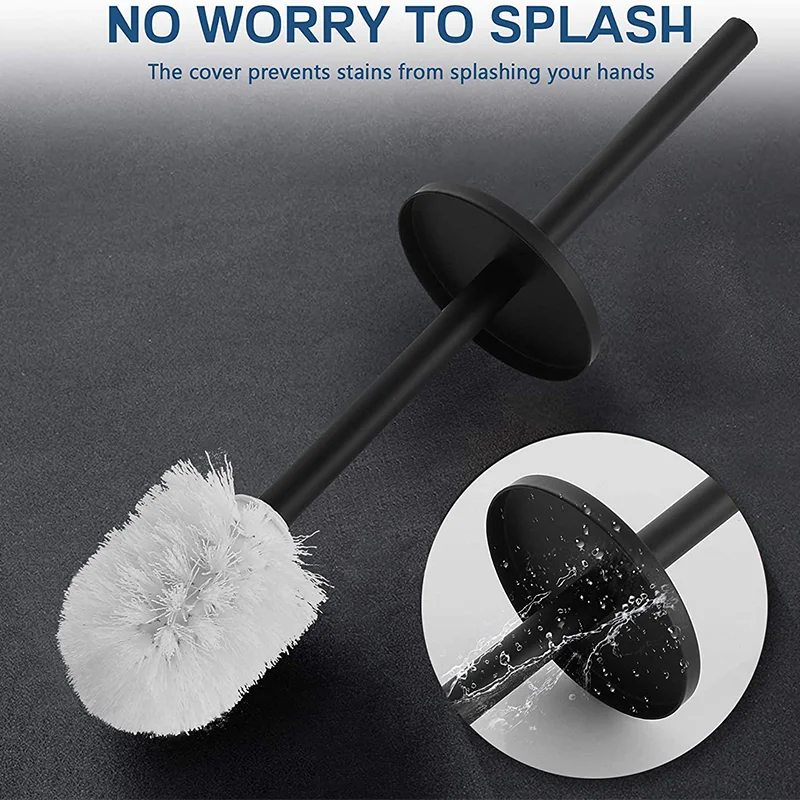 Matt Black Toilet Brush Holder Stainless Steel Cleaning Tool Durable Vertical Bathroom WC Hardware Wall Mount Brush Golden White