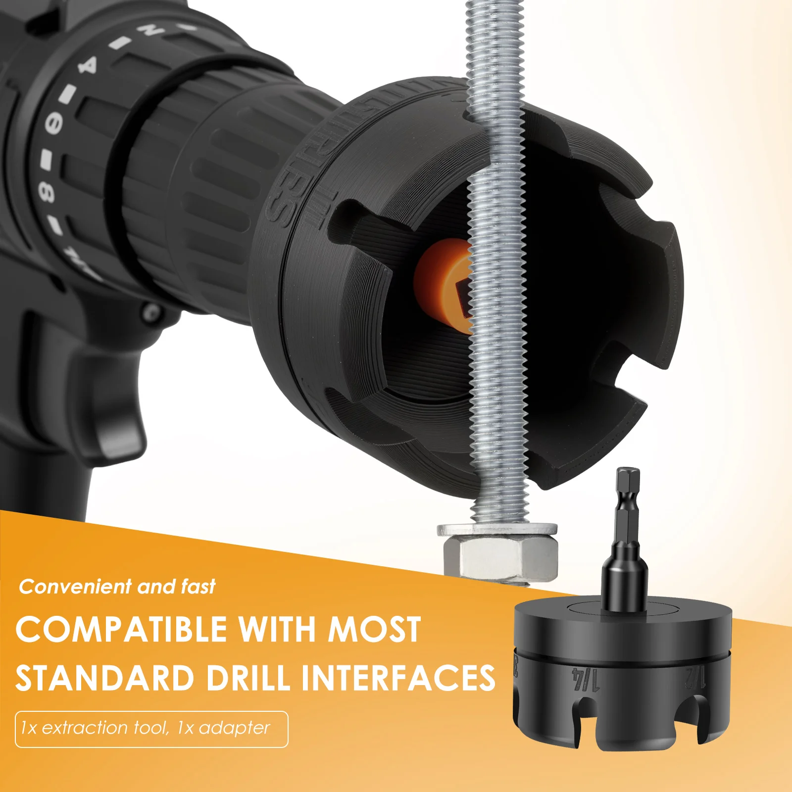 

Насадка для сверла с гайкой-молнией и шестигранным хвостовиком 1/4 дюйма. Инструмент для быстрого снятия гайки и болта для ударной дрели с резьбой 1/4 дюйма, 3/8 дюйма и 1/2 дюйма.