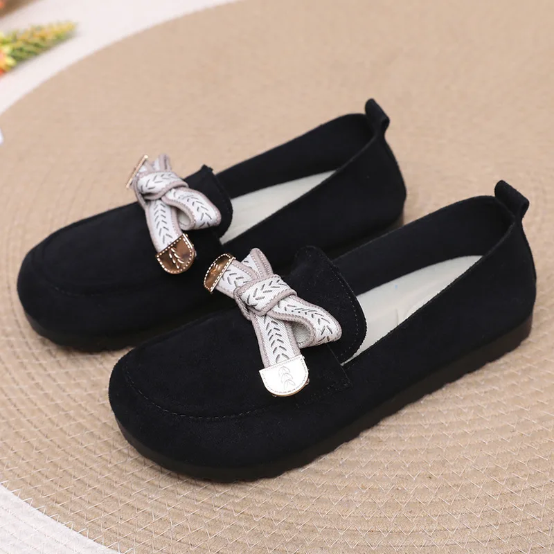 Loafers for Women2026Spring New Style Bow Flat Bean Shoes with Soft Soles,Fashionable Single Shoes for Women To Wear on One Foot