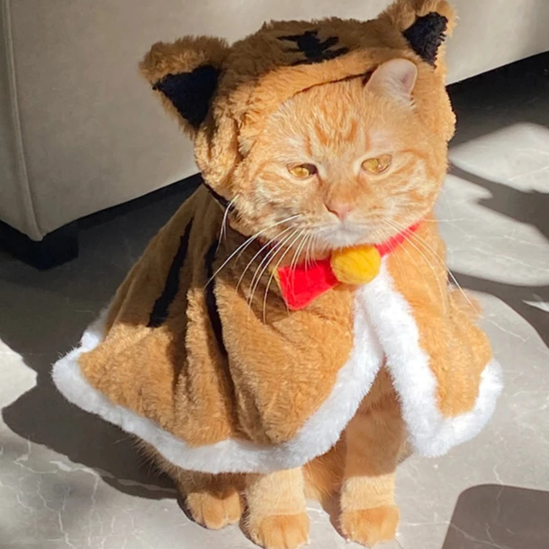 Cute Halloween Pet Costumes Cosplay Tiger Cloak for Small Dog Cat Kitten Puppy Dress Kawaii Pet Clothes Cat Accessoties Gift