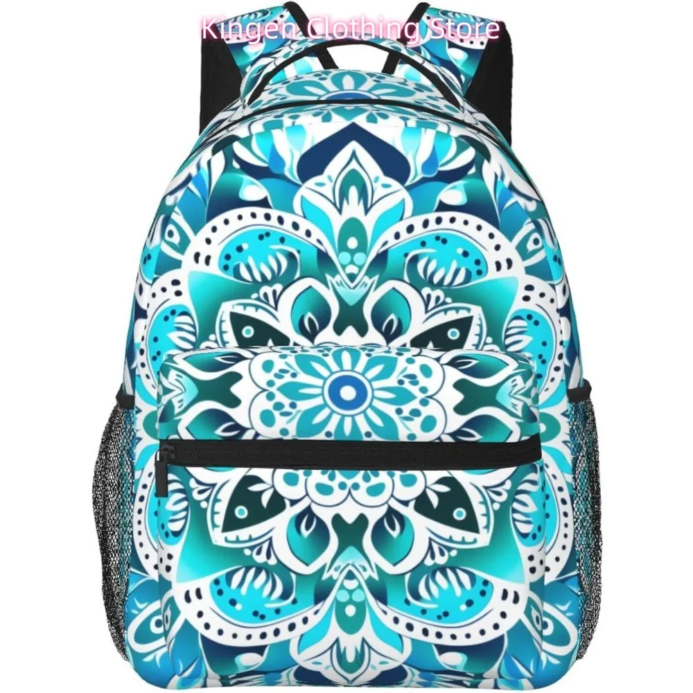 

Blue Ethnic Tribal Style Lightweight Laptop Backpack Lightweight Multipurpose Travel Casual Daypack Unisex College Backapcks for