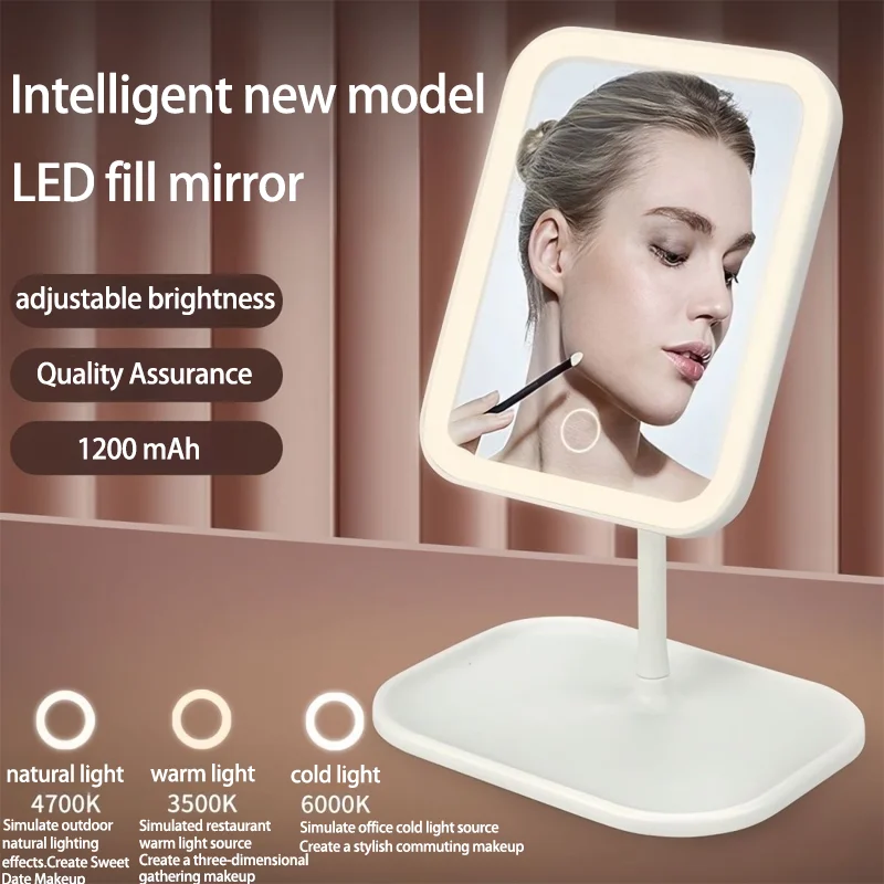 مرآة مكياج المشاهير على الإنترنت LED للمنزل الجديد مع ضوء، مرآة مكياج محمولة لسطح المكتب في سكن الطلاب #1