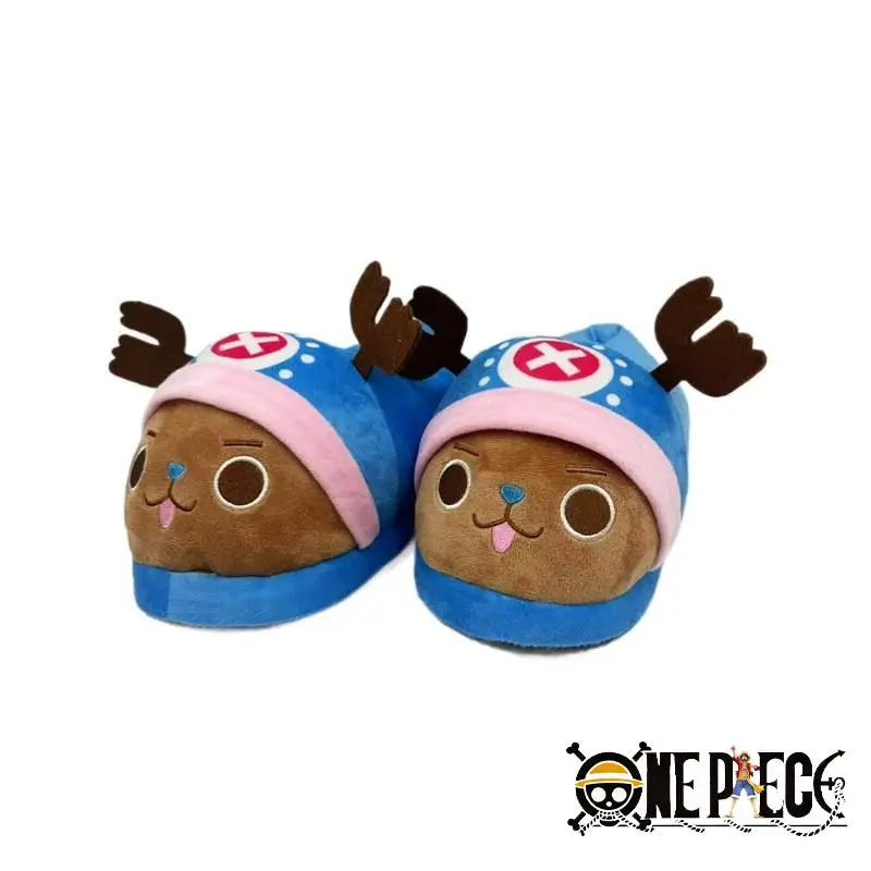 Anime uma peça casa chinelos macaco d. Luffy chinelos inverno quente mulheres homens tony chopper interior casal sapatos de pelúcia brinquedo