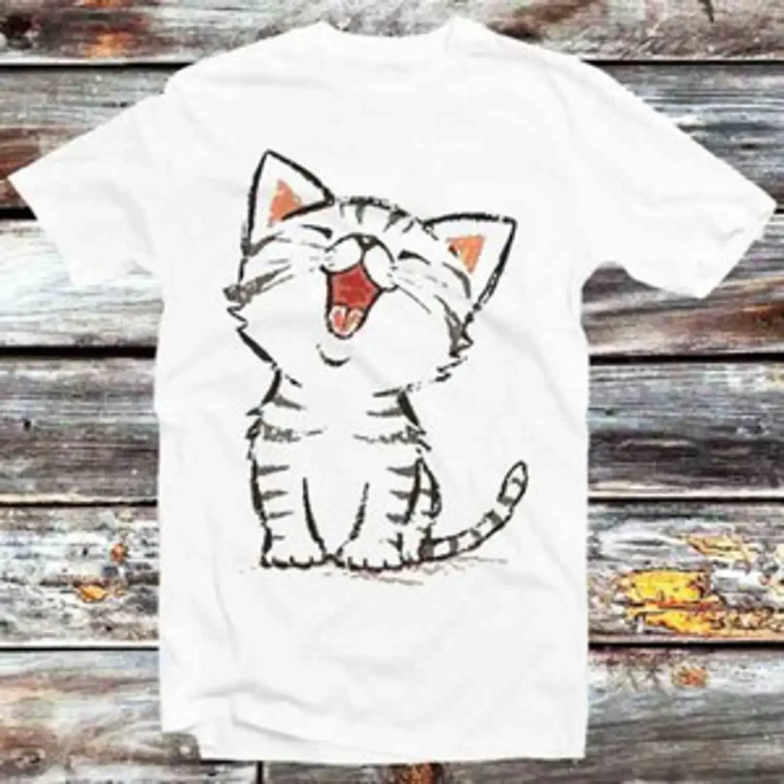 Camiseta American Shorthair Happy Kitten Katze Haustier B717, estilo vintage, streetwear unisex, suave, ligeramente informal, con gráfico