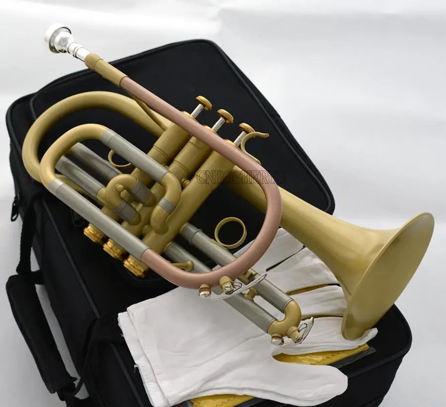 

New Prof Yellow Satin Cornet Bb Key Monel Piston With Case