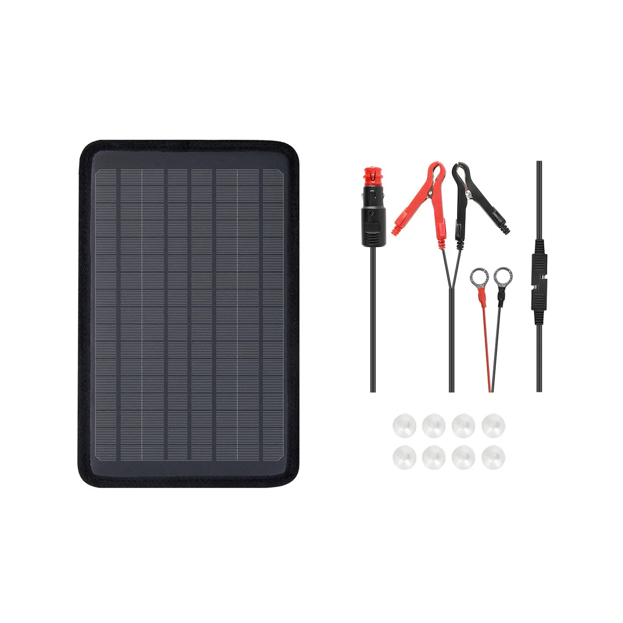 Renogy-Chargeur de batterie solaire portable, 5W, mainteneur avec prise allume-cigare/pinces crocodiles/directions de batterie pour voiture bateau marine