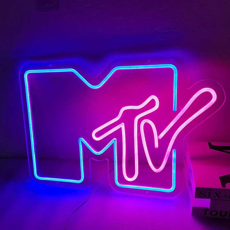 MTV Music Acrylic Neon Signs MTV LED Neon Light Wall Decoration Music Neon Sign Gaming Room